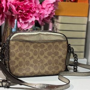 Coach signature Camera bag with snakeskin and gunmetal hardware Crossbody Bag